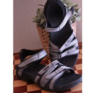 Teva Women's Tirra Strappy Sports Sandal Black White Size 6